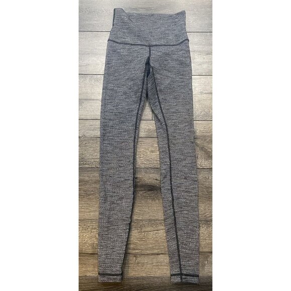 Lululemon Wunder Under High Rise Full Length Leggings Black Gray Size 4 - Picture 1 of 3
